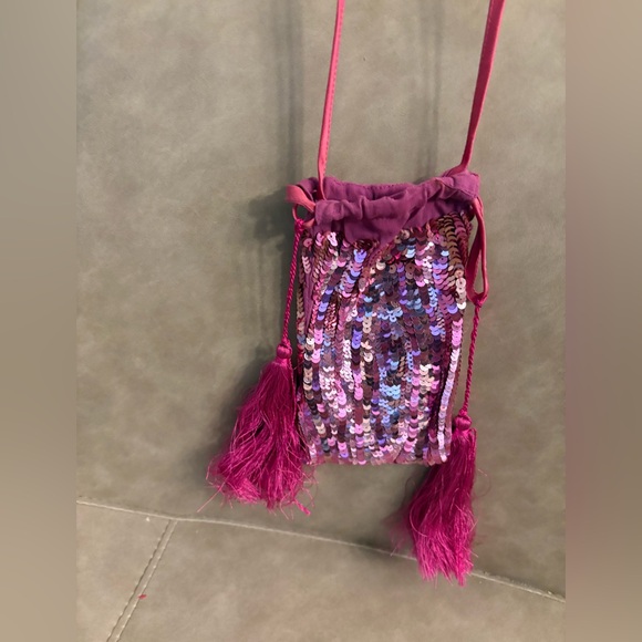 The Attico pink sequin drawstring shoulder drawstring bag small - Picture 2 of 8
